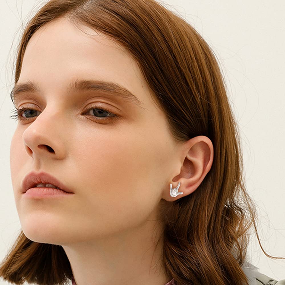 Aretes tipo dormilona para cartílago de roca en la mano, de 16G, para mujeres, hombres, niños y niñas, estilo punk, personalizados, de acero inoxidable, con rosca plana, hélice, hipoalergénicos, 6