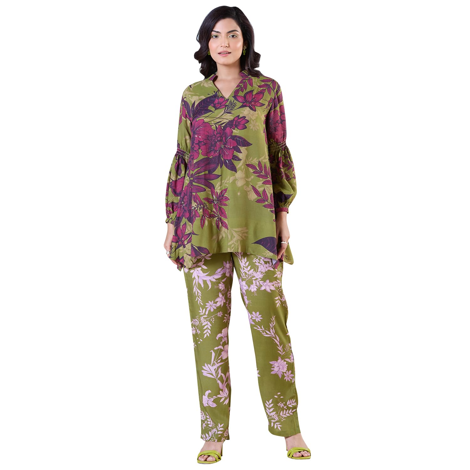 navyasa by liva navyasa green liva satin digital print co-ord set for women-picture-10