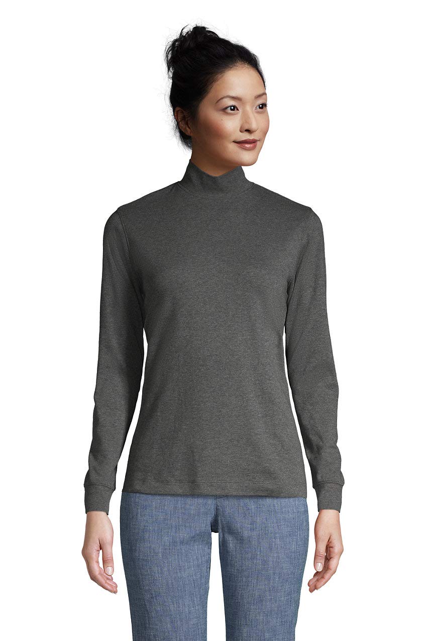 Lands' EndWomen's Relaxed Cotton Long Sleeve Mock Turtleneck