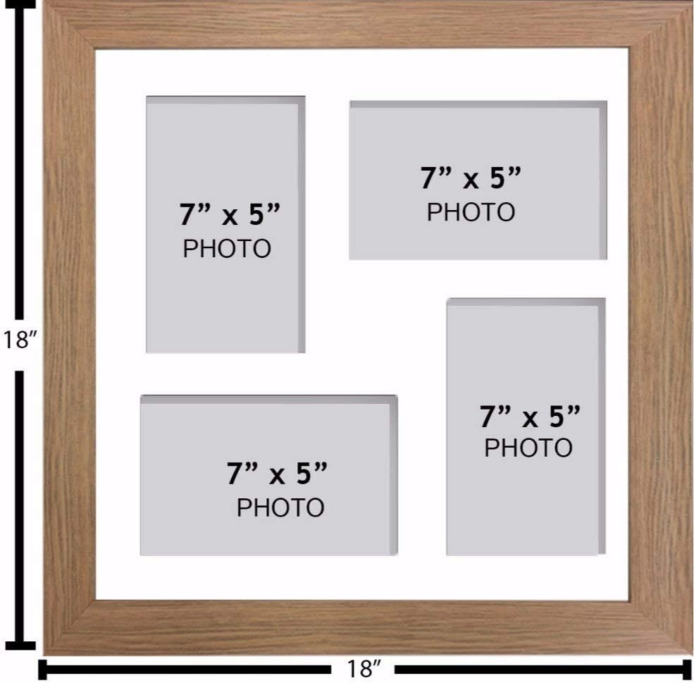 Large Multi Picture Photo Aperture Frame, 7” x 5” size with 4 openings