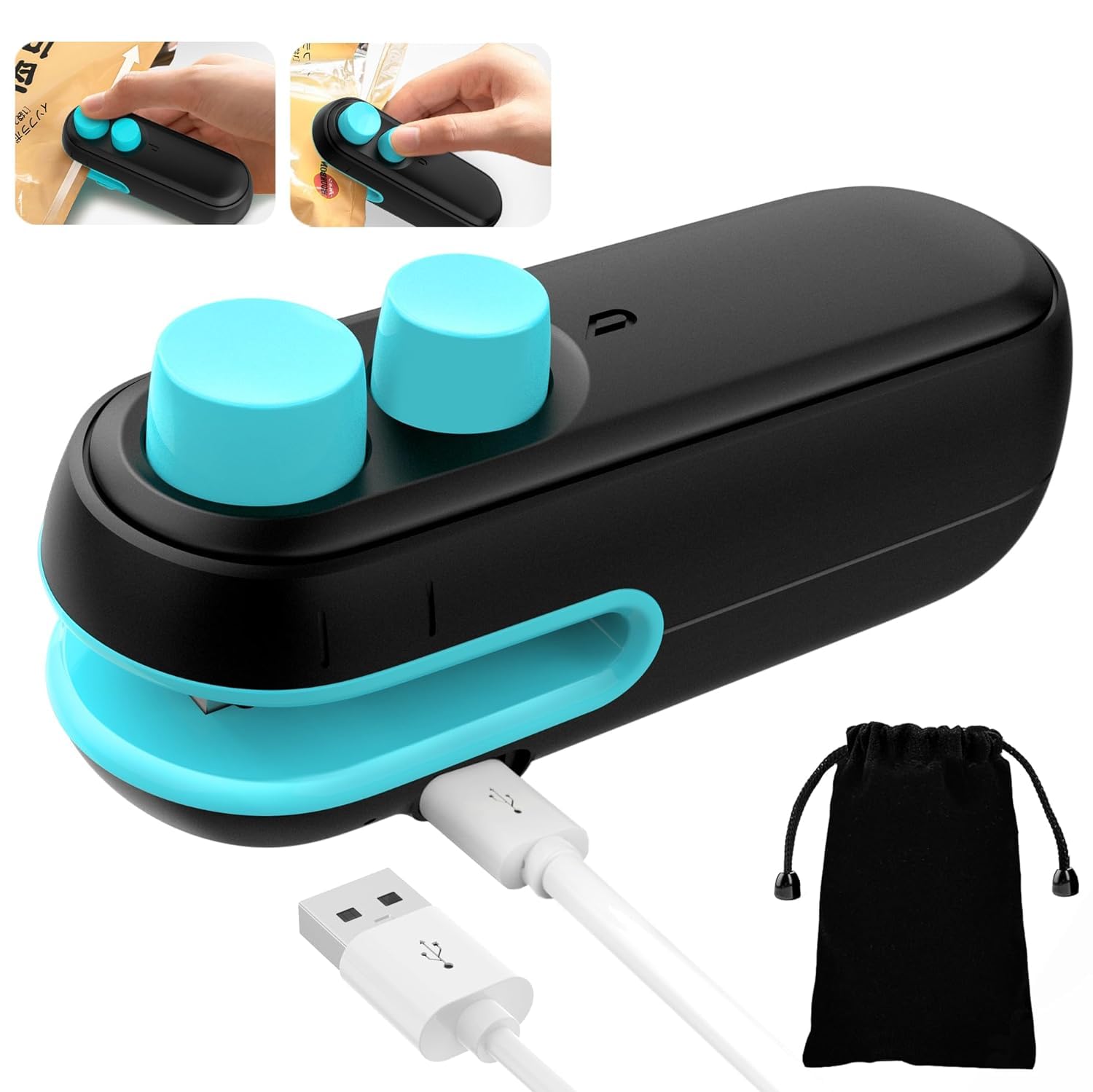 VAKTAVYA Mini Bag Sealer 2 in 1 Bag Sealer Heat Seal with Cutter for Chips, Mini Bag Resealer Machine for Plastic Bags Snack Bags Food Storage Sellador de Bolsas Plasticas [multicolor] (1)