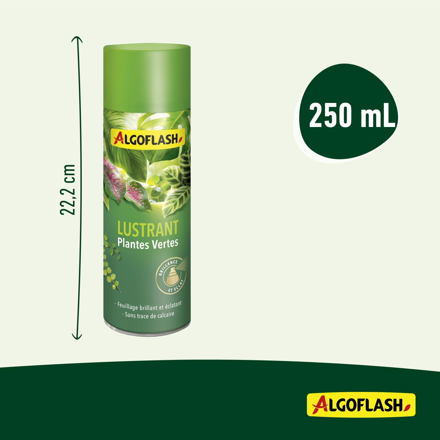 ALGOFLASH Lustrant Plantes Vertes, Brillance et Éclat, Prêt à l'Emploi, 250 mL, ALUSTR250R