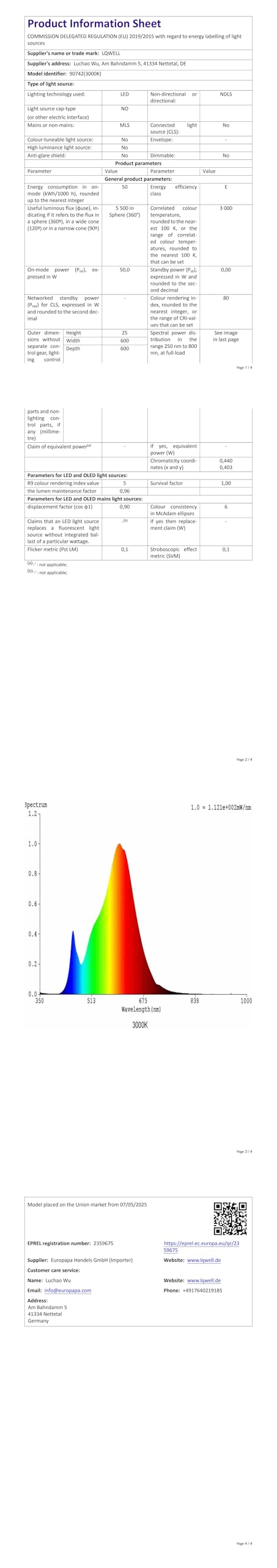 LQWELL® Plafoniera a LED, lampada da bagno impermeabile IP44, rotonda, piatta, 50W 3000K, 5500LM, moderna, semplice e sottile, per soggiorno, bagno, cucina, balcone, cantina, 600 x 25 mm