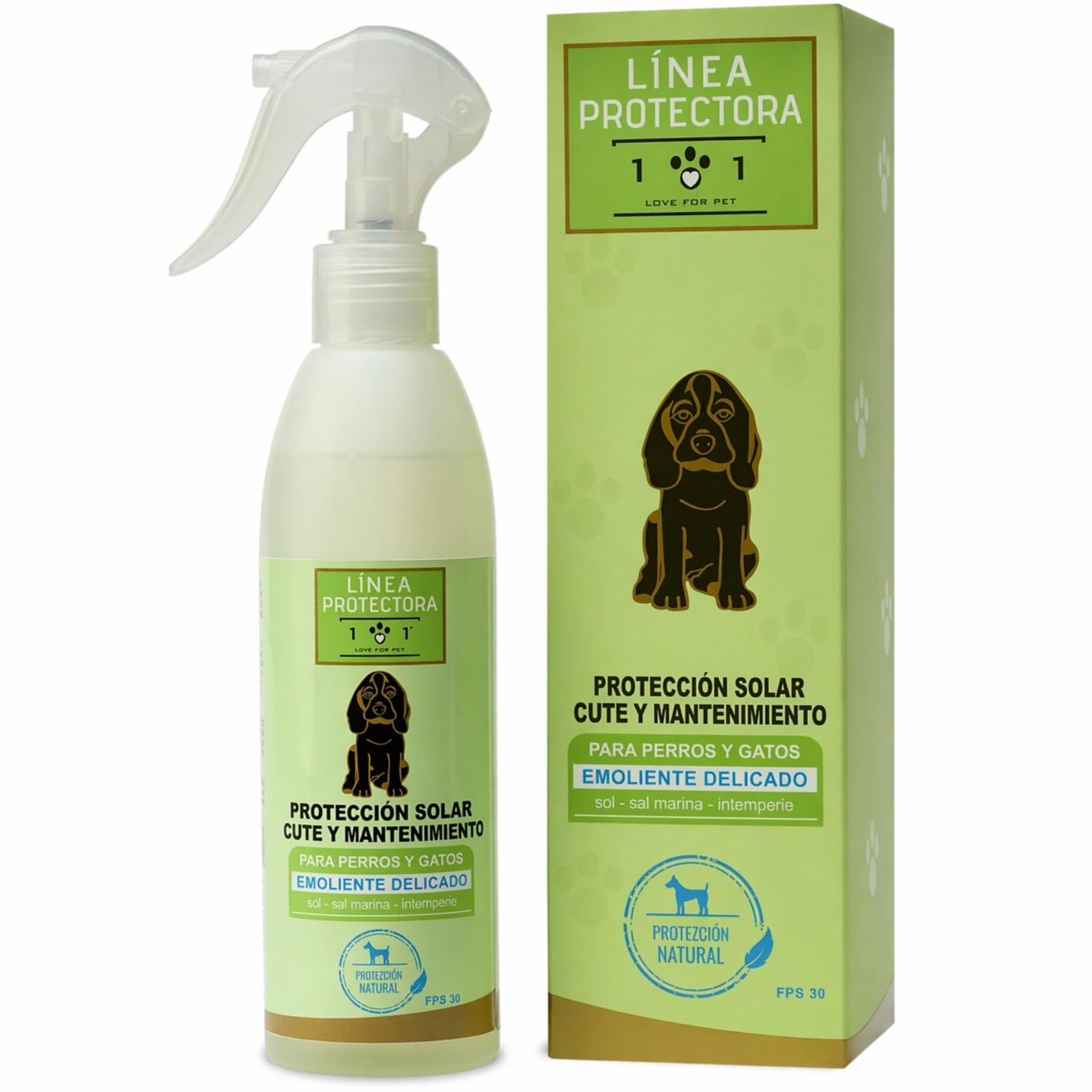 Linea 101 Creme Solaire Chien et Chat Spray 250ml Naturel et Végétal, Crème Solaire Chat Blanc, Protège Peau et Pelage du Soleil, Sel et Vent, SPF 30