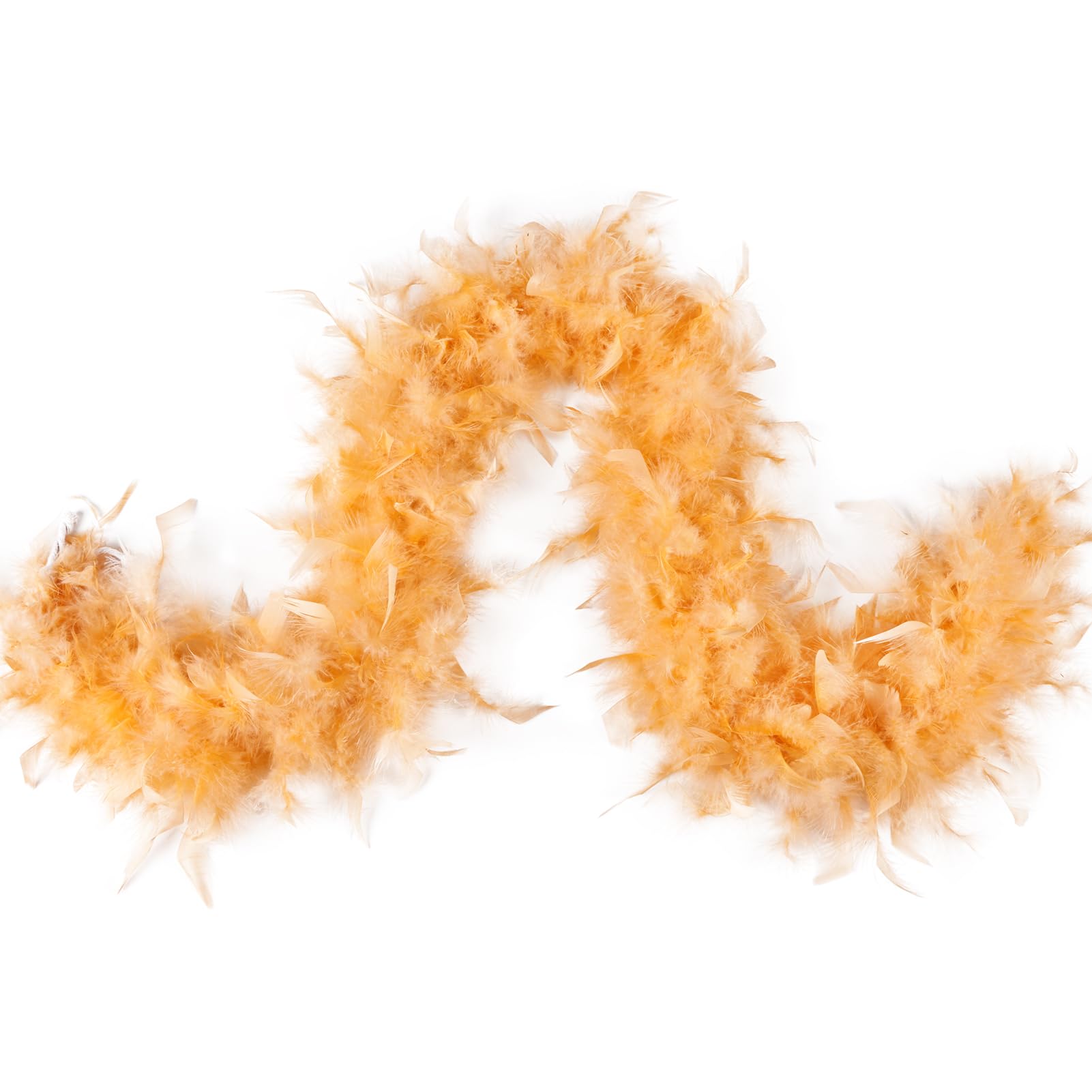 MAOFENG Chandelle Turkey Feather Boa 1.64 Yards 30g for Halloween Dancing Wedding Party DIY Craft Costume Decoration Feather Boa,Champagne — image 1