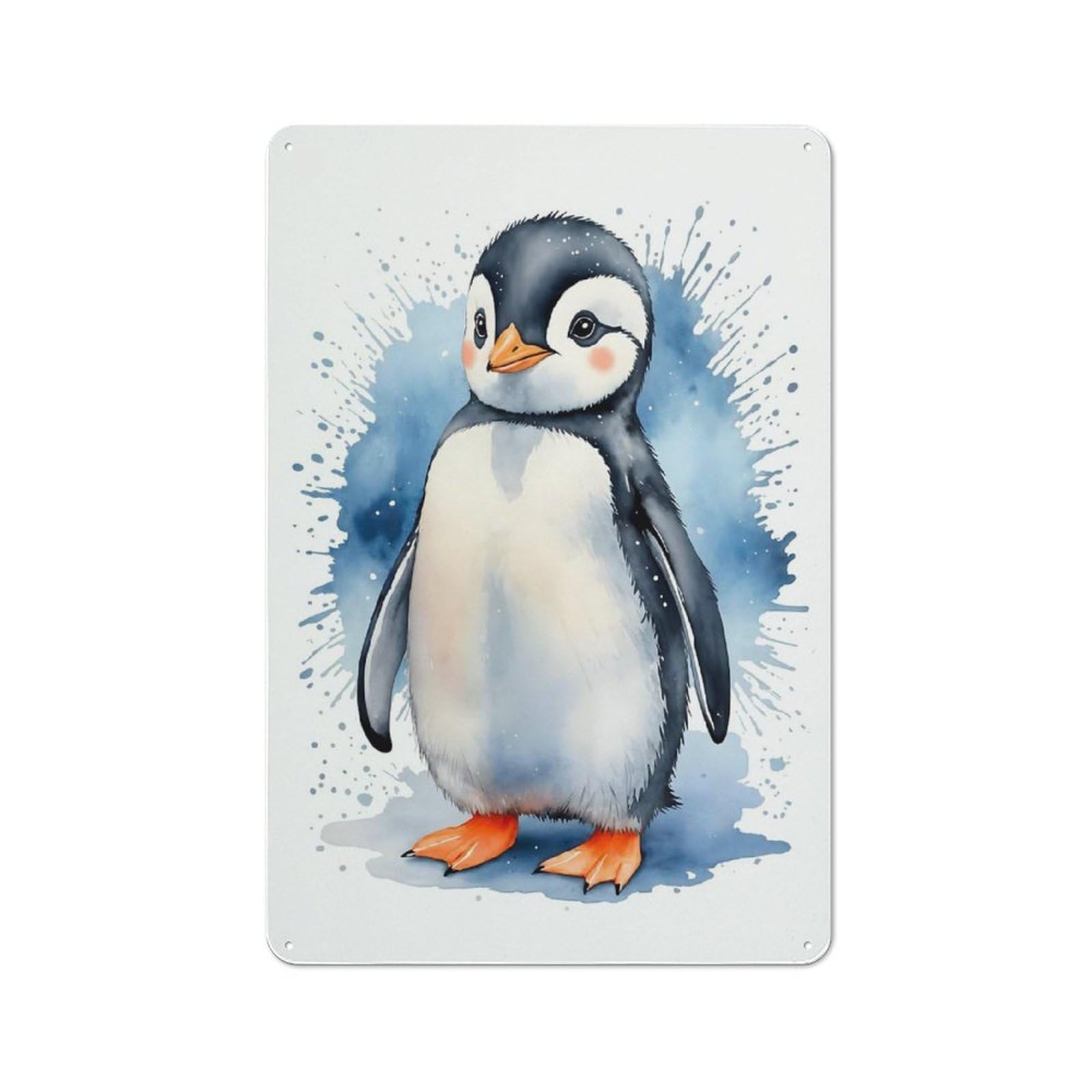 Junmoney Style-2 Penguin Watercolor Retro-Style Tin Sign 30X20cm For Living Room Or Hallway, For Home Wall Decor Collectors Refreshing A Room In Autumn