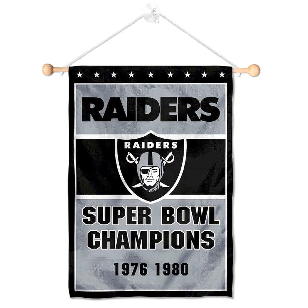 Bannière Las Vegas Raiders haut de gamme avec ventouse pour mur et vitre de bureau