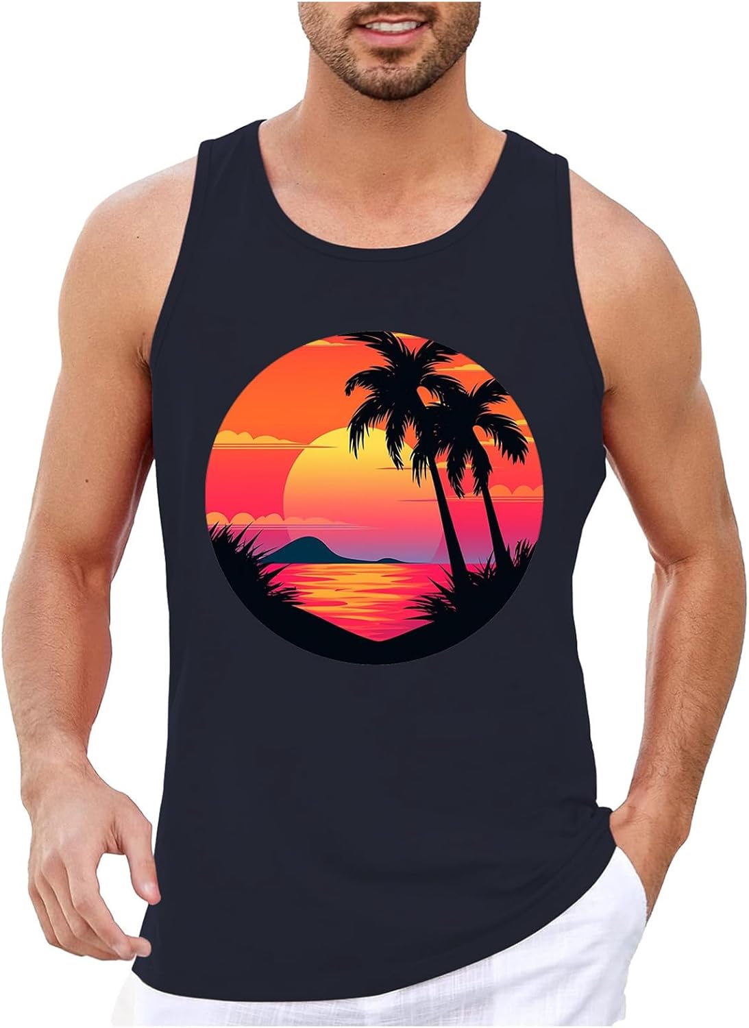 Men's Tank Tops Summer Beach Vacation Sleeveless Vest 3D Printed Hawaii Style for Active