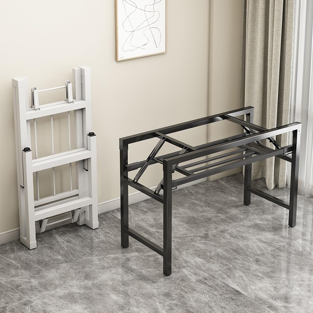 Computer Table Legs Foldable Metal Table Base Heavy Duty Desk Frame DIY Replacement Furniture Leg For Dining Tables, Office Desks(Black,78 * 38 * 73cm)