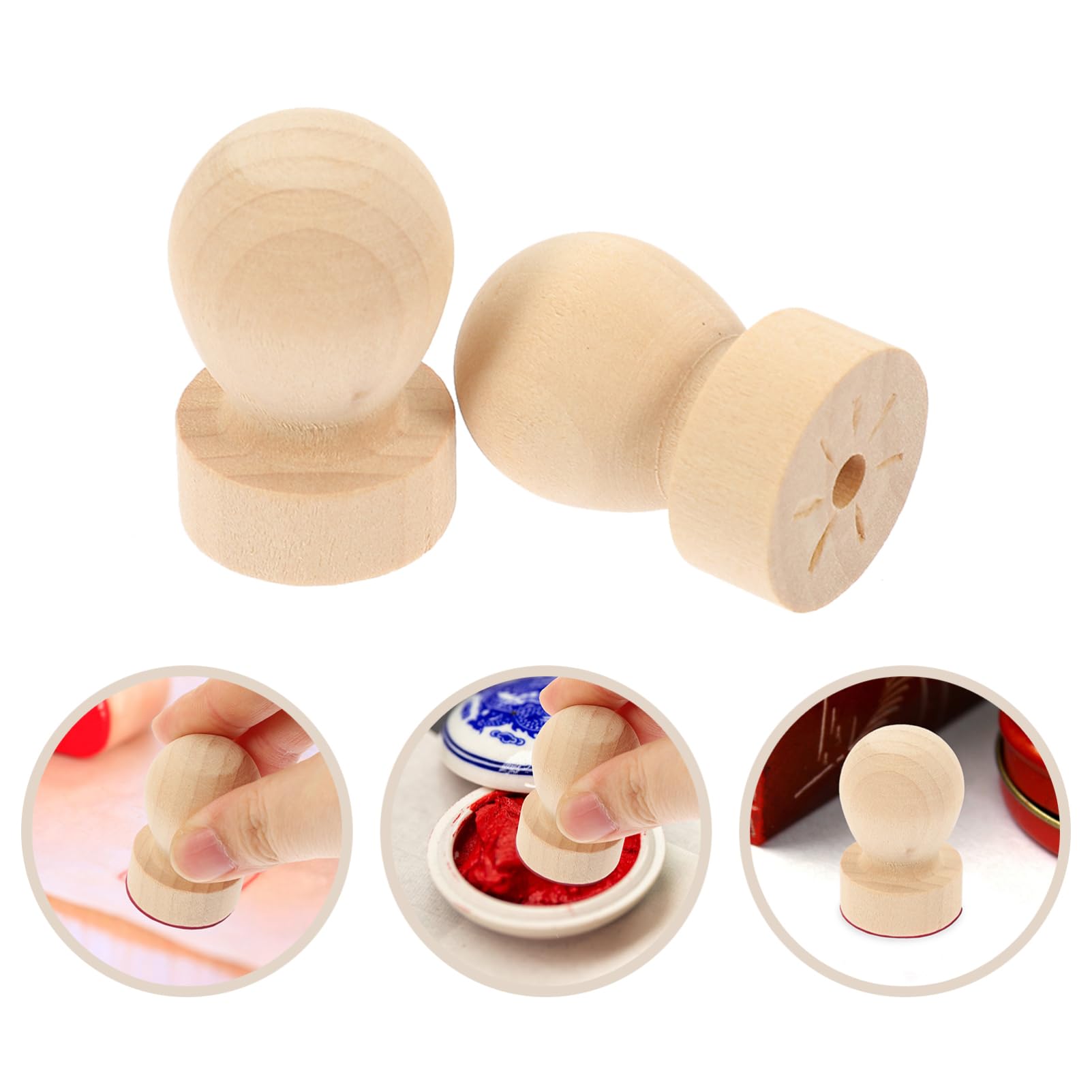 HOMSFOU 5 Set Manici Legno per Timbri Manici Sostitutivi per Retro Facile Installazione Compatibile con Teste Standard 6 Pezzi*5