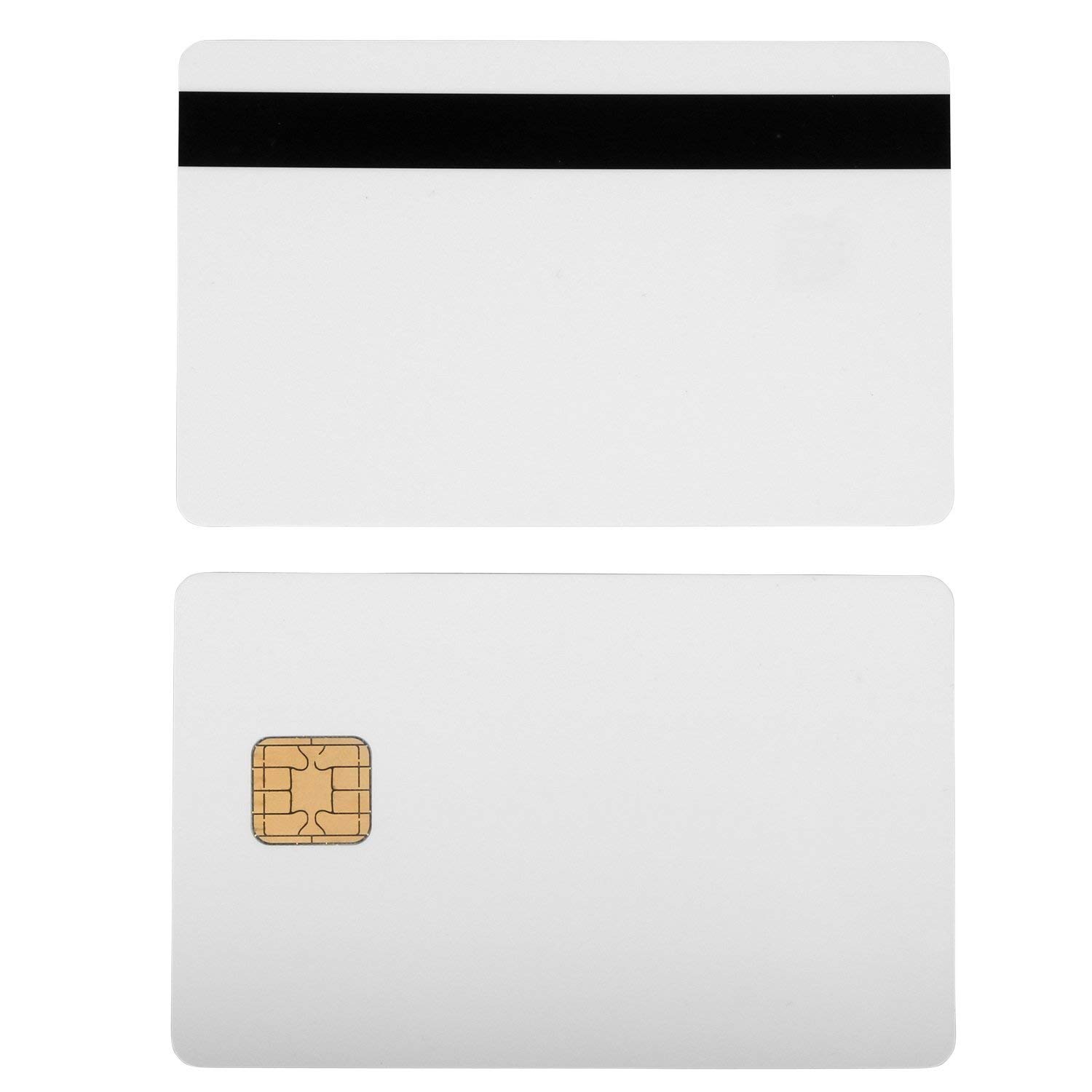 50x Plastikkarten Magnetkarten Blankokarten Chipkarte SLE 4428 HiCo Magnetstreifen aus PVC weiß 86 x 54 x 0,76mm glänzend laminiert bedruckbar weiß