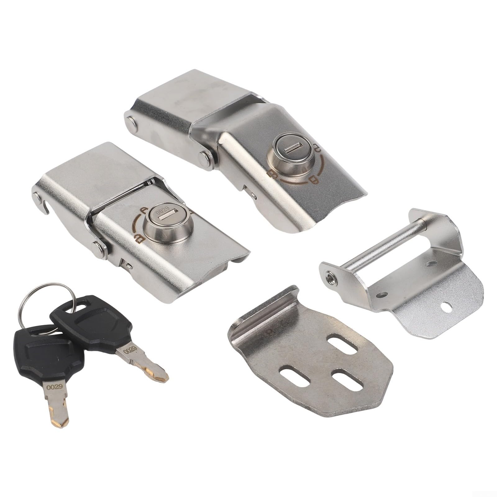 Verrou de coffre arrière en alliage d'aluminium : verrouillage rapide anti-bruit pour boîtier de moto avec coussinet en caoutchouc antidérapant – Plaque inférieure à boucle double tête pour scooter (2