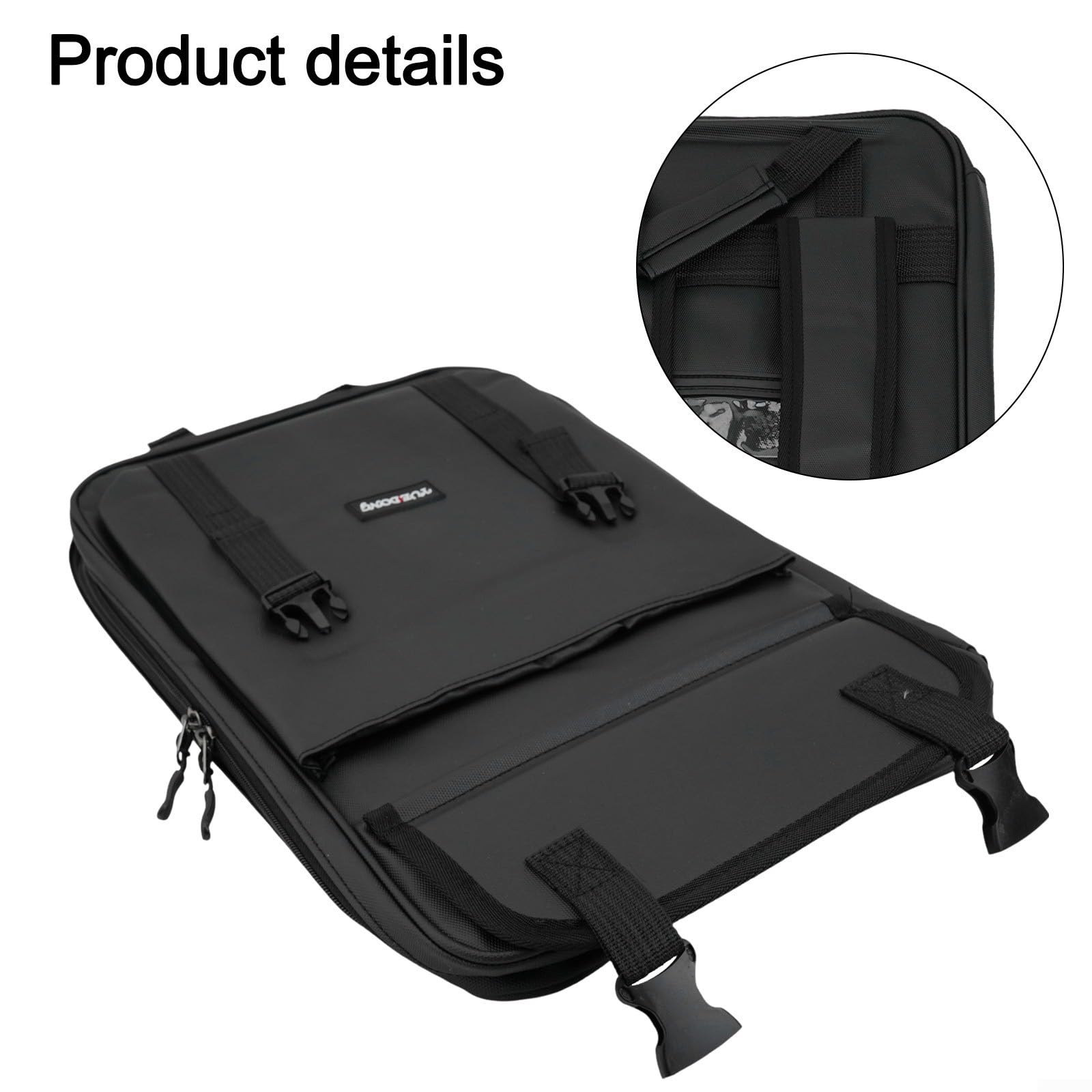 Zaino per bacchette da batteria, custodia imbottita in tessuto Oxford con doppio scomparto per batteria, spartiti e accessori, nero, 45 x 26 x 4 cm