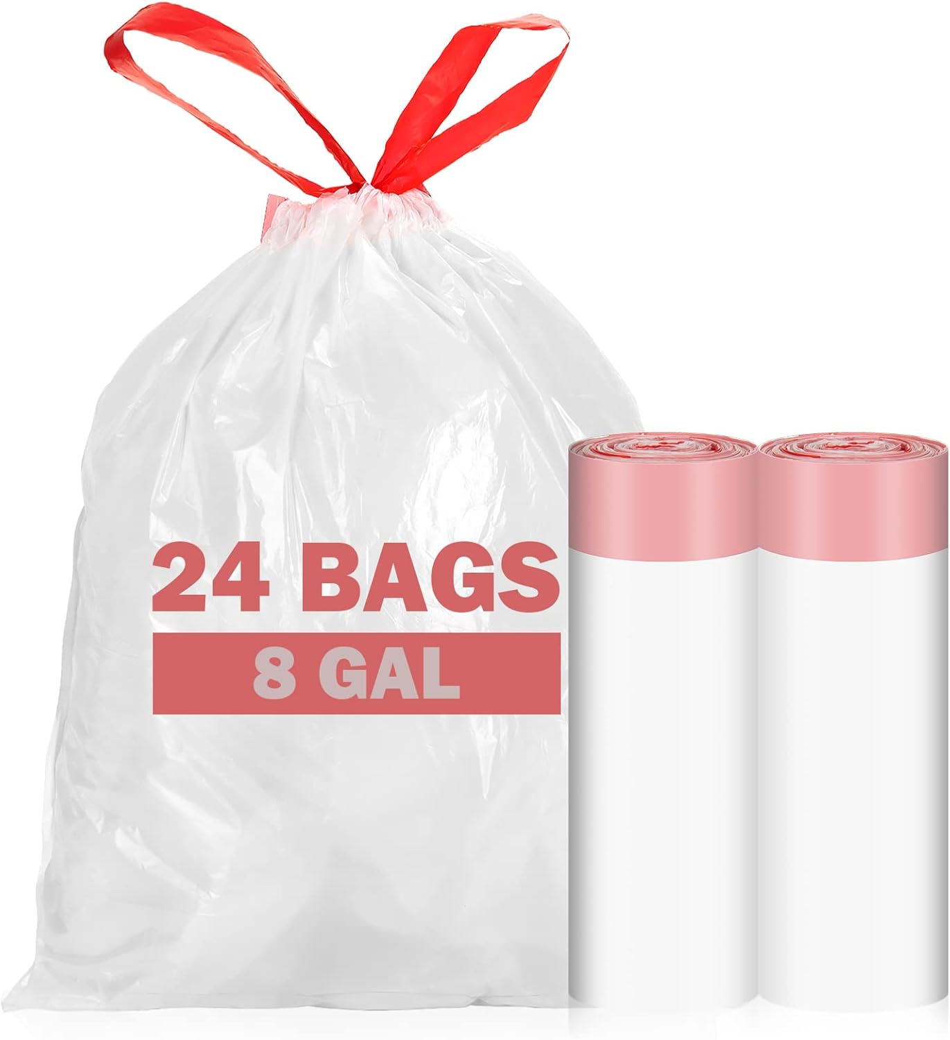 8 Gallon Trash Bags Drawstring, RYOBYO Drawstring Trash