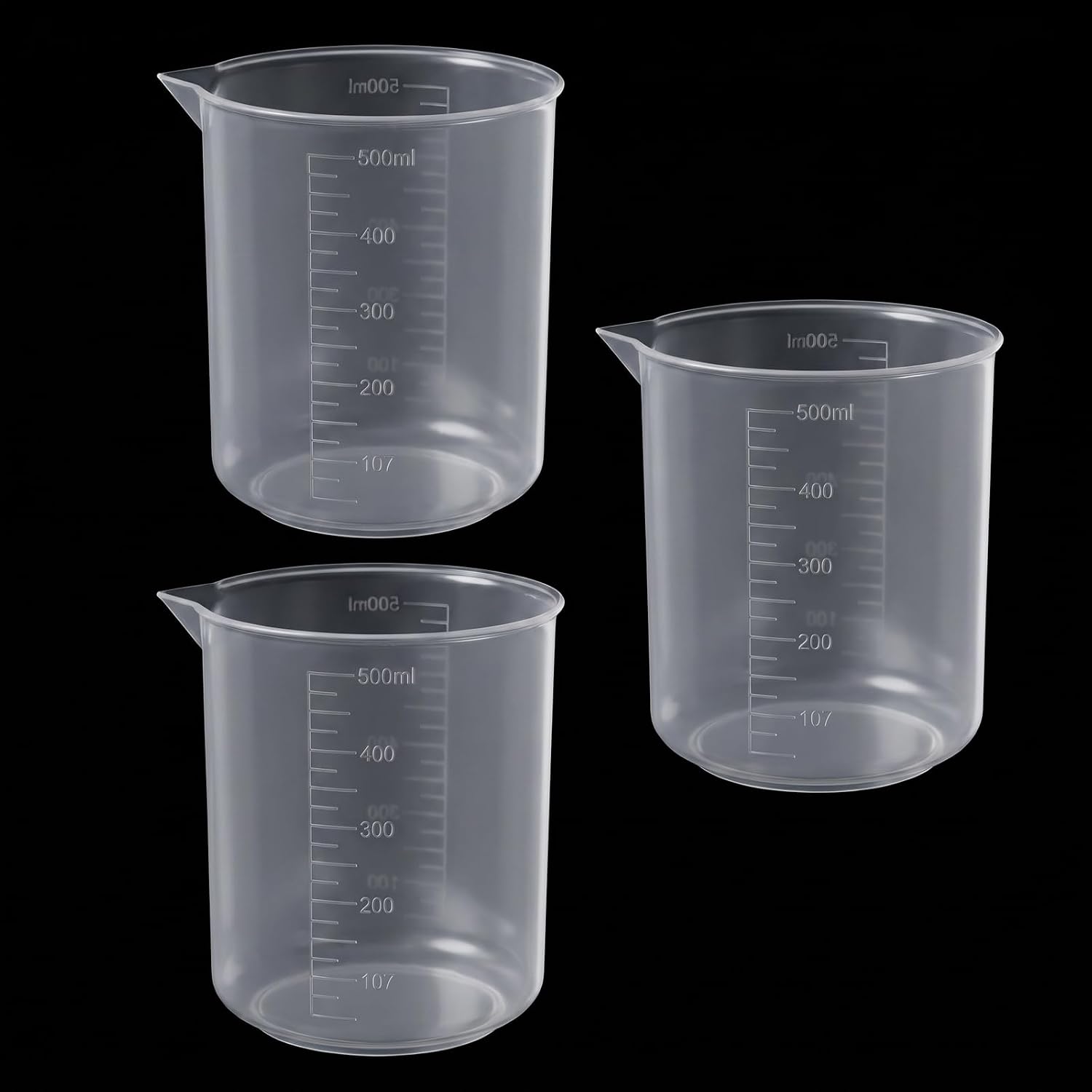 Plastic Beakers, 3 PCS 500ml/17 Oz Oz Measuring Cups for Liquid Clear Graduations Mixing Cup Small Measuring Beaker Cup for Painting Kitchen Lab