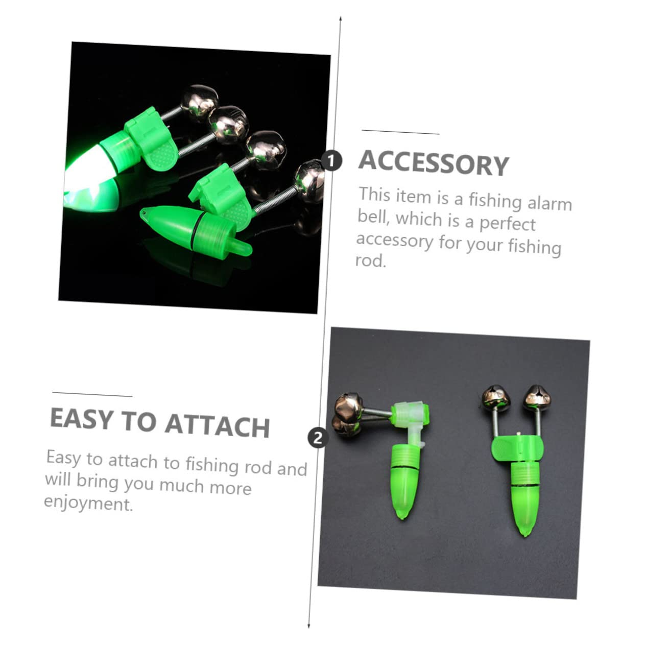 KICHOUSE Fishing Bells 30pcs Dual Alert Bells for Rod Alarms Fishing Alarm and Girls Friendly Essential
