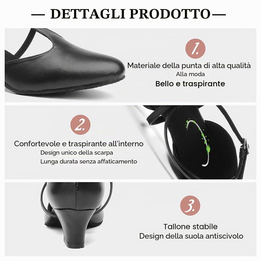 Scarpe da Ballo Latino Donna Punta Chiusa Americano Standard Salsa Tango Moderna Valzer Samba Party,Modello-L272-4.5