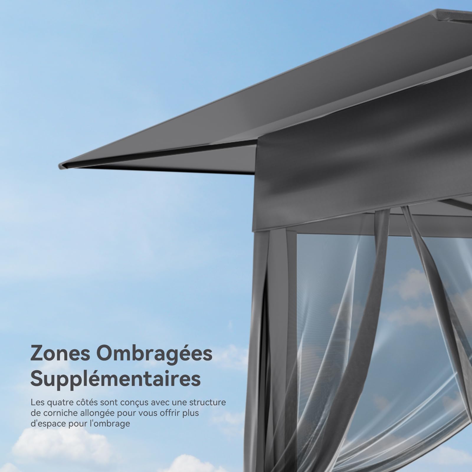 YU YUSING Tonnelle de Jardin Extérieure 3,65 x 3,65 m avec Moustiquaires 360°, Pop up Barnum Pliant, Toit Ventilé, Pergola Imperméable Anti UV 50+ Respirable, Tente Réception, Camping, Festival, Gris