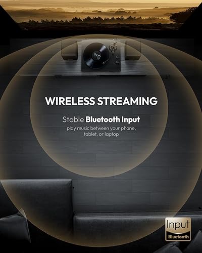 Miniatura 5 de SoulBox S1 - Tocadiscos de vinilo con altavoces estéreo, tocadiscos con preamplificador integrado, brazo en forma de S, 3345 RPM, color negro