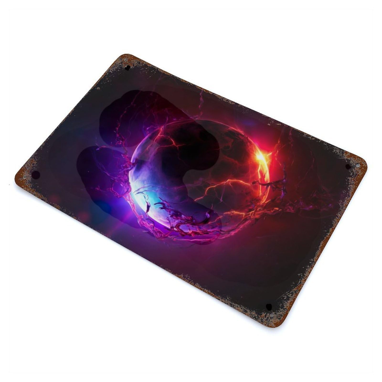 Electrified Purple Planet Vintage Rust Metal Sign 11.8"x7.9", Ideal for Cafe, Home Bar And Lounge Decor