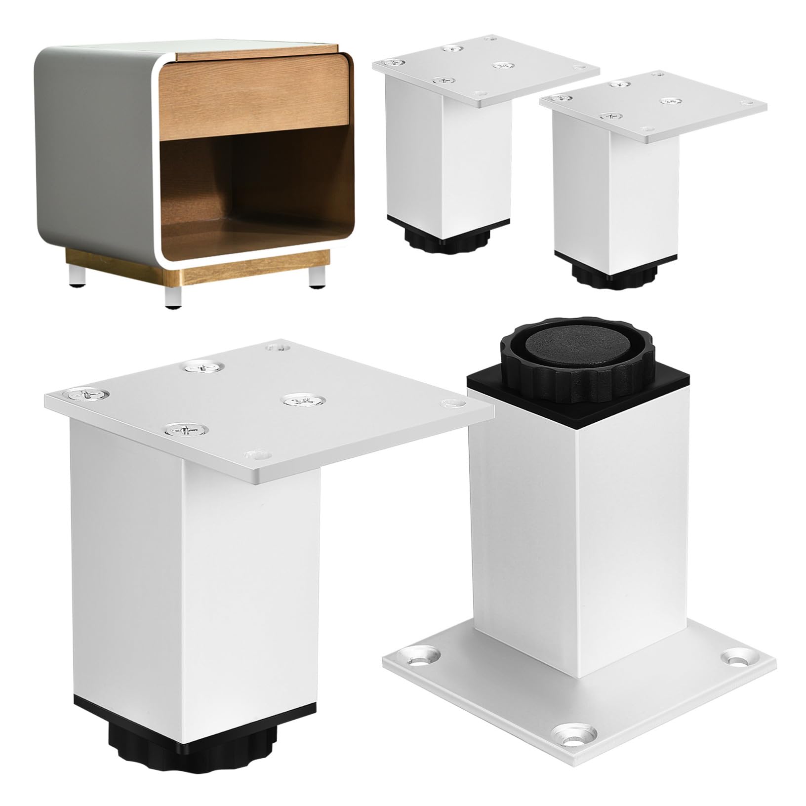 Meuble réglables aluminium robustes : pieds de nivellement antidérapants table et armoire