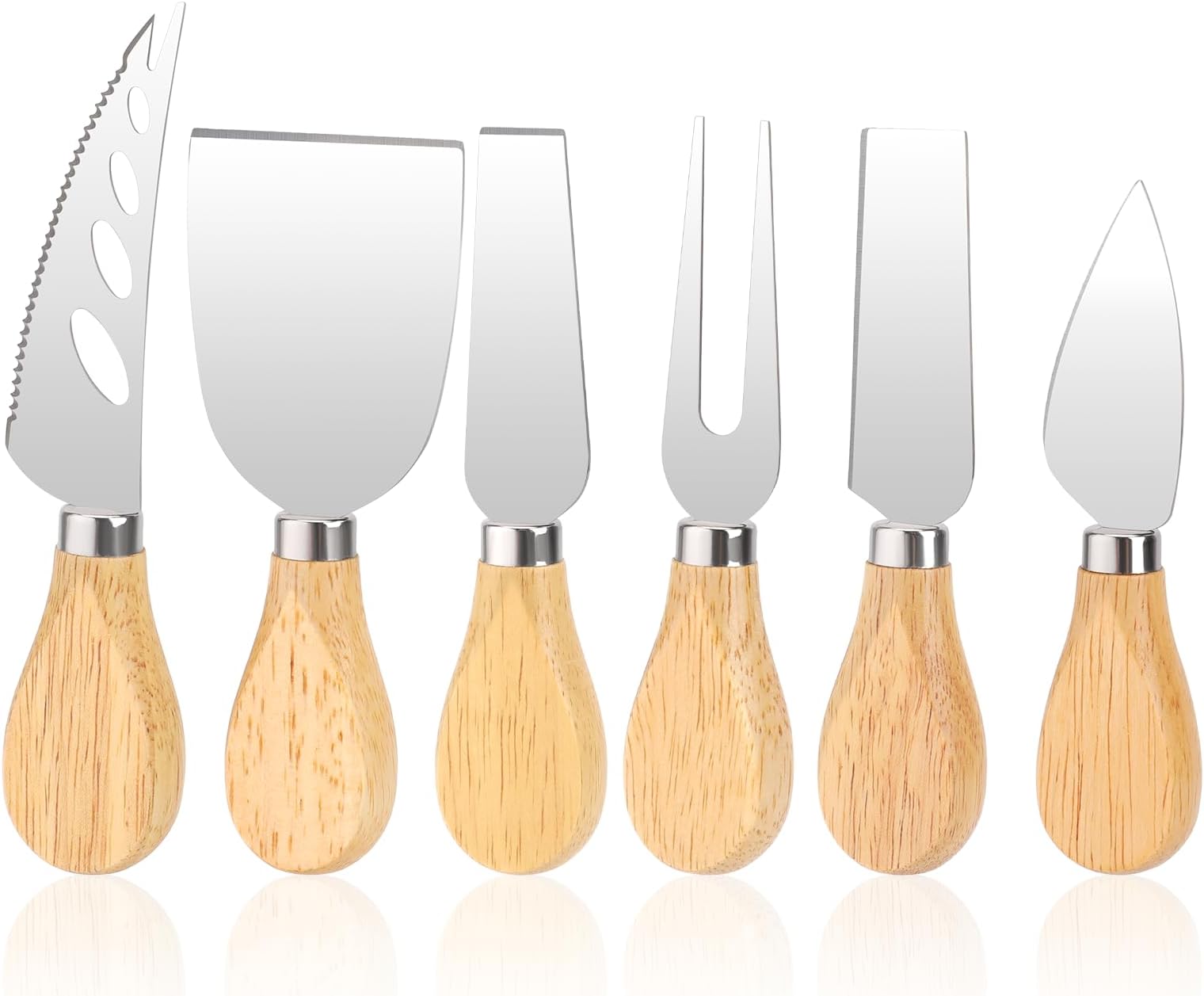 KALIONE 6 Pack Cheese Knives Set - Wooden Cheese Board Knives - Charcuterie Boards Accessories