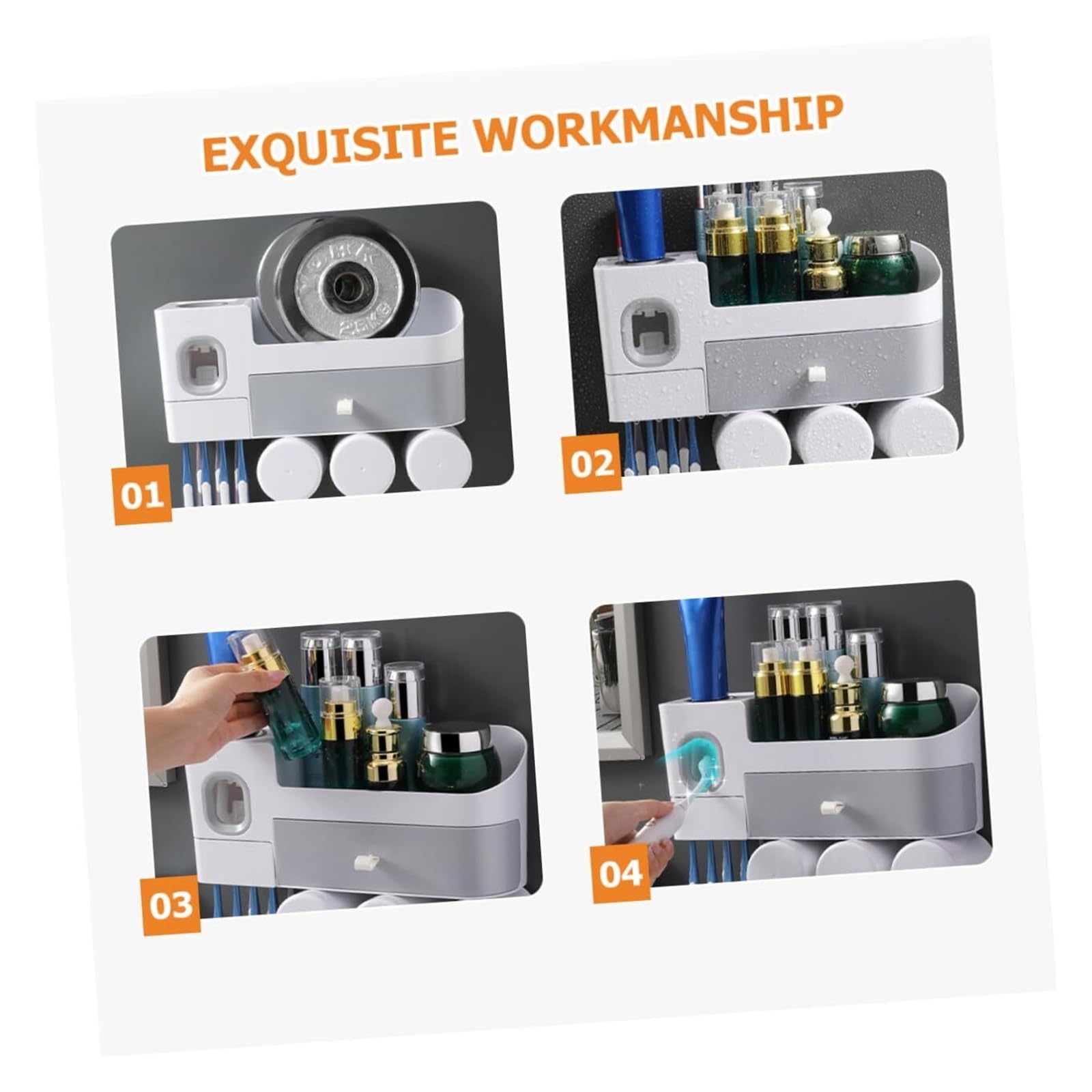 Portacepillos de Dientes Soporte for cepillos de Dientes montado en la Pared, Tazas, Organizador baño Que Ahorra Espacio Vaso de Enjuague bucal Reutilizable