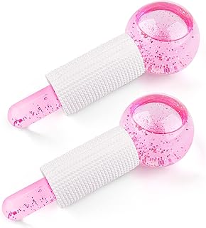 Globos de gelo para faciais, rolo de gelo Qhou para alívio de inchaço de rosto e olhos, massageador facial refrescante ferramentas de cuidados com a pele para rotina, reduz olheiras