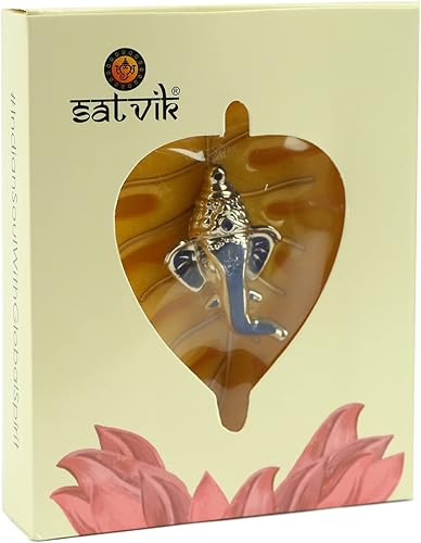 Miniatura 5 de SATVIK - 1 sartén de resina Patta Ganesh decorativo para colgar en la pared, pieza de exhibición Lord Ganesha en la hoja, decoración del hogar,