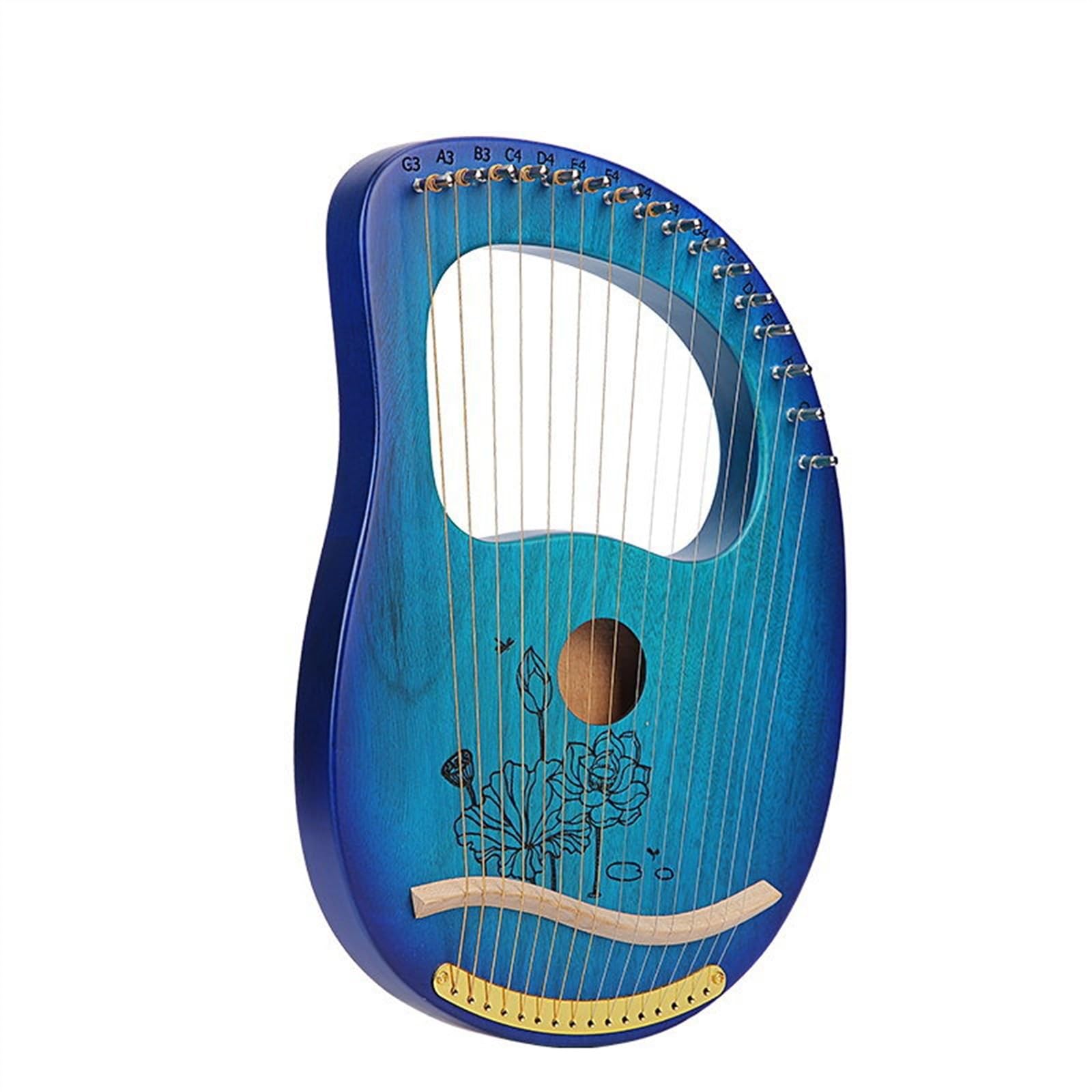 Anfänger harfe 16-saitige Harfe Leicht Zu Erlernendes Tragbares Saiteninstrument 16 Resonanzboden-Stil Mit Gemusterter Konkaver(Blue 2)