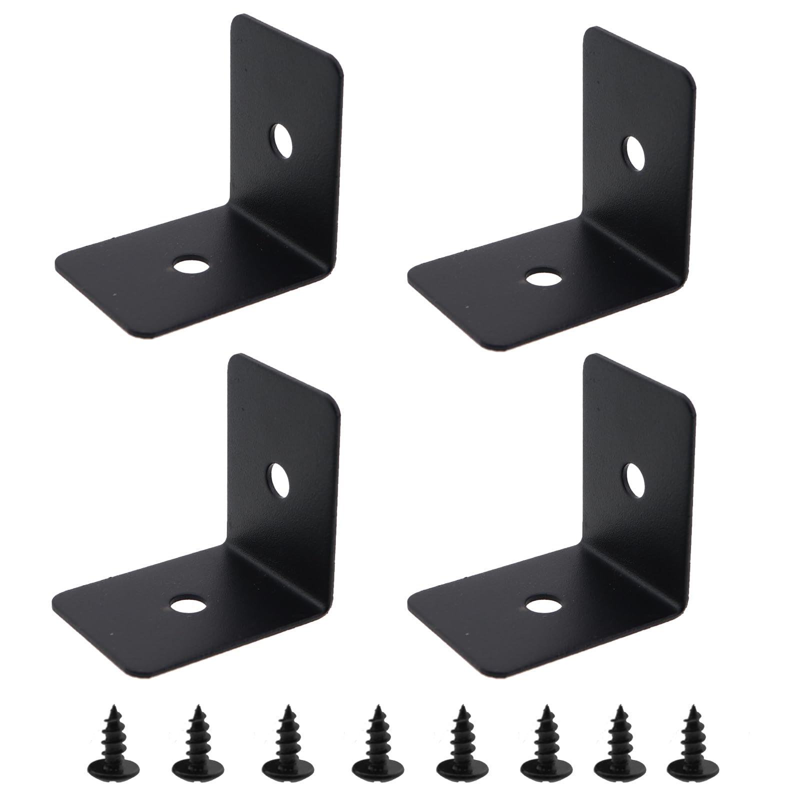 Caishun 4PCS Furniture Metal Corner Protectors with Screws 1.5mm Thick Iron Black Decorative Corner Bracket Plank Table Chair Cabinet Wardrobe Connector Angle Code Holder