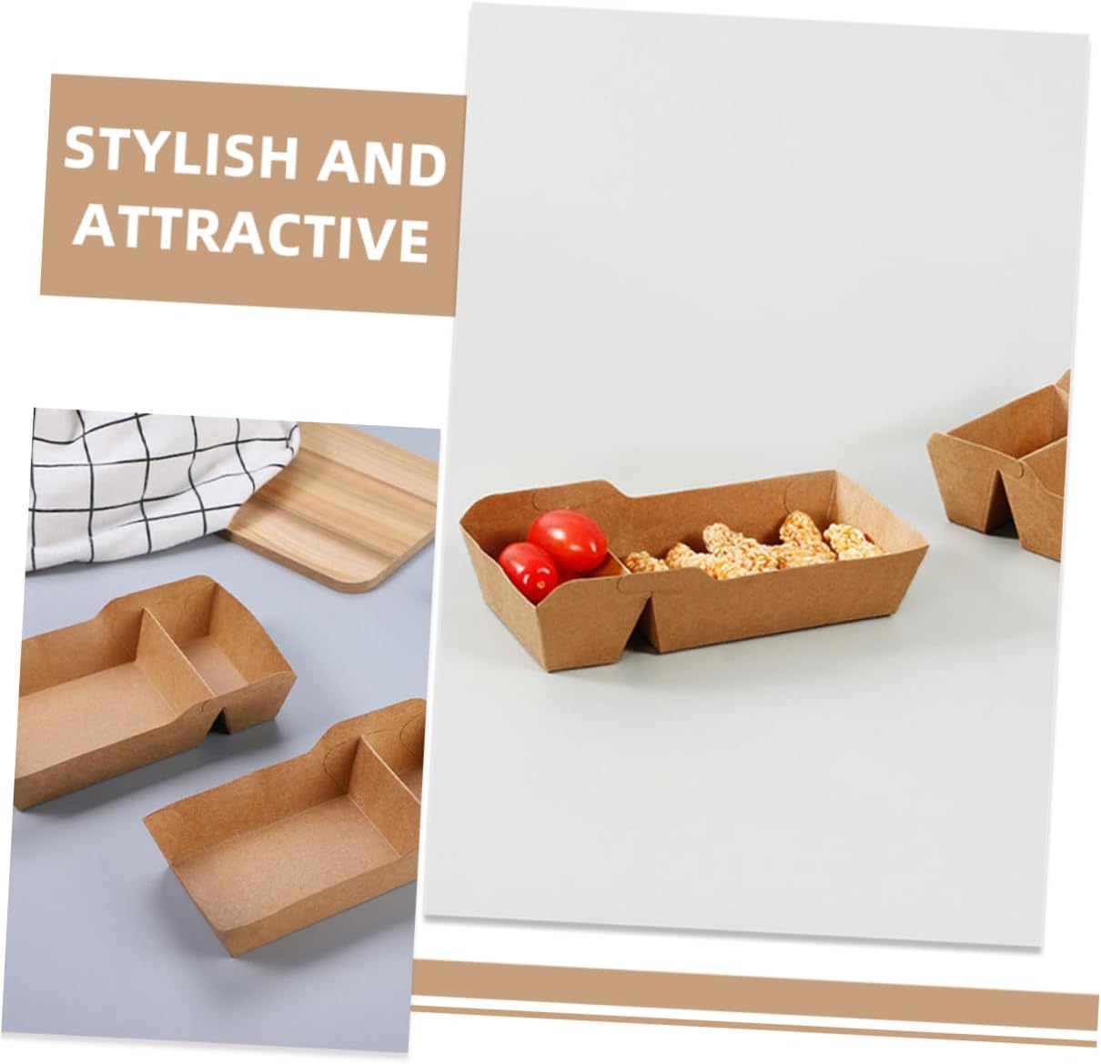 Ciieeo 100pcs Paper Snack Boxes for Fried Food Takeout Containers for Parties Convenient Dual-compartment Design for Treats for Events and Gatherings
