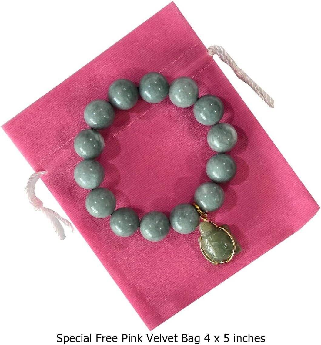 Jade Turtle Bracelet Set – Real Green Jade Lucky Charm with Velvet Gift Bag – Unique Feng Shui Spiritual for Her – Healing Crystal Jewelry for Health & Wealth. - Image 5