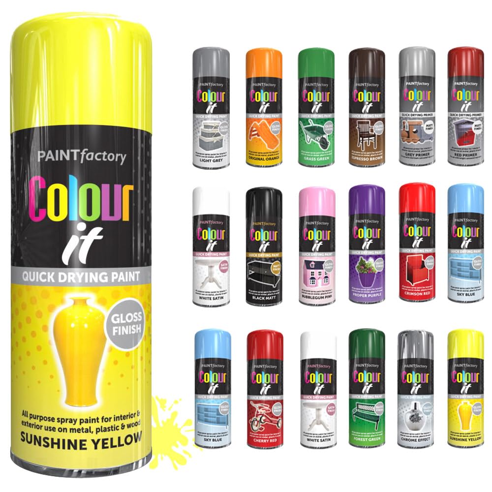 SCHNAZZ 1 x All Purpose Sunshine Yellow Aerosol Spray Paint 400ml Fast Dry, Quick Drying Spray and Excellent Coverage for Wood, Metal, Plastic, Glass and More
