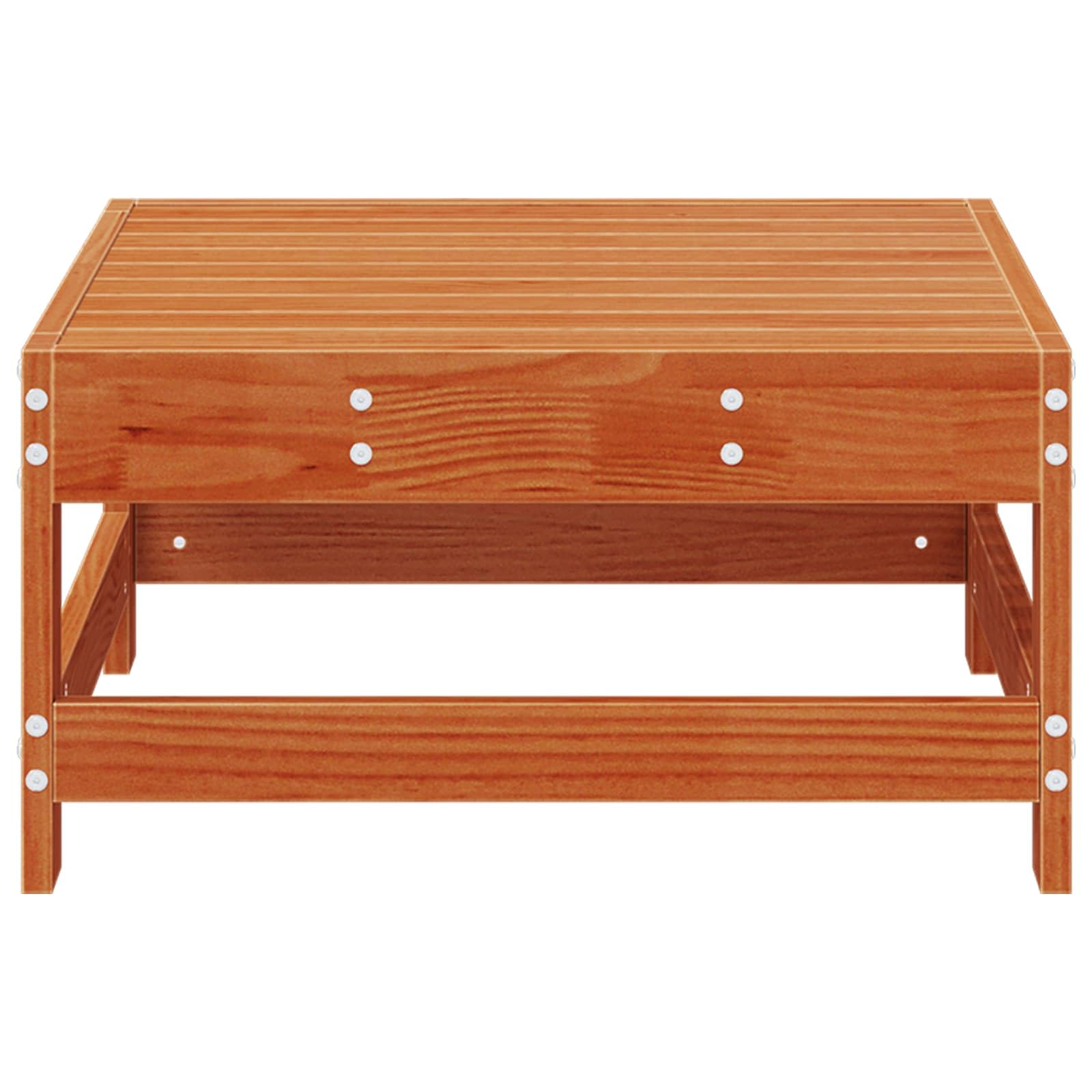 Reposapiés de jardín de madera de pino maciza, reposapiés para exteriores para jardín y terraza, elemento de sofá modular, taburete de madera cuadrado, marrón cera, 62 x 62 x 32 cm