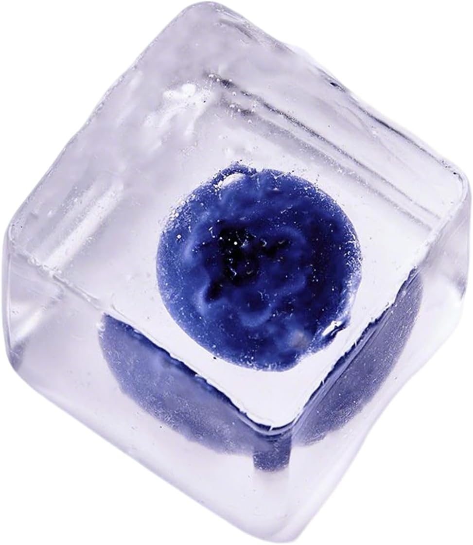 Nested Fruits Ice Cube Squishy Squeeze Toy, Cute Squishy Fidget Toy, Soft Silicone Squeeze Gifts for Kids Adults Party Favors (Blueberry)