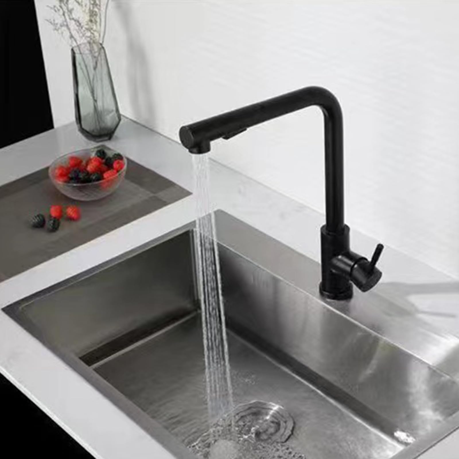 Grifo de Cocina Moderno con rociador extraíble Giratorio de 360 Grados, Grifo de Pared para un Flujo de Agua Flexible y un Potente rociado. Diseño Elegante para Uso doméstico.