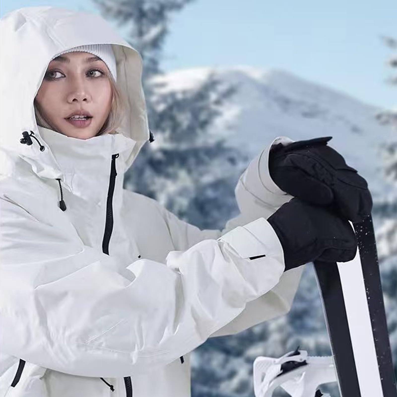 Guantes Nieve Niños, Guantes De Esquí, Manoplas Térmicas Invierno, Impermeable, para IR A La Escuela En Tiempo Frío,1.Black,S (5~11 Years)