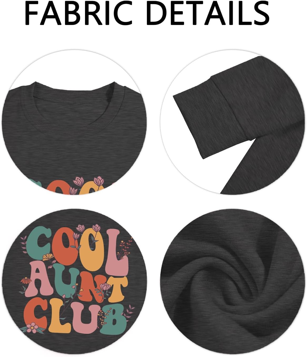 Womens Aunt Sweatshirt Cool Aunt Club Shirt Funny Auntie Letter Print Pullover Tops Crewneck Sweatshirt for Auntie - Image 4