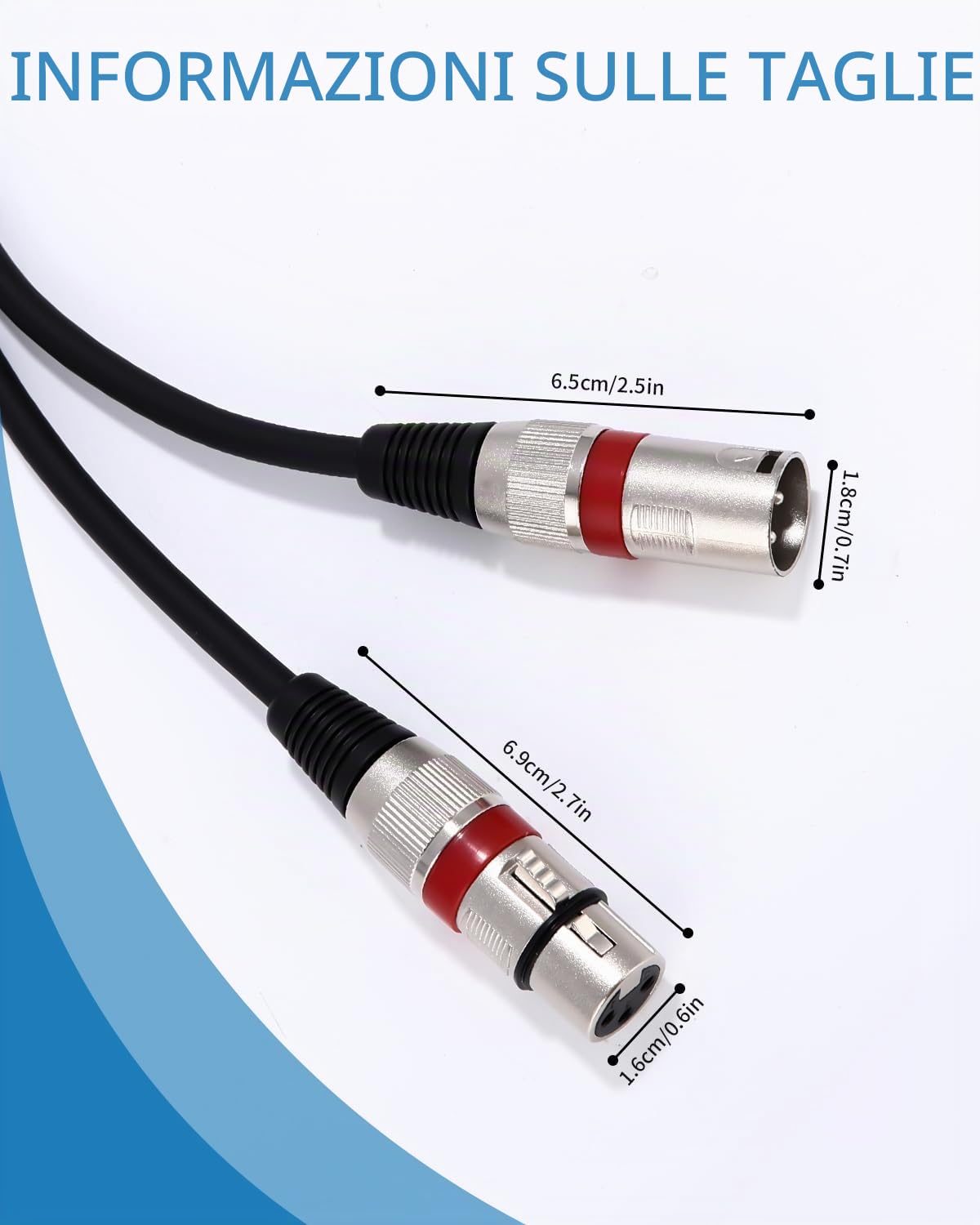 Xespis 6 Pezzi Cavo XLR Bilanciato 5M per Luci DMX, Illuminazione Scenica e Microfoni - Spina a 3 Pin