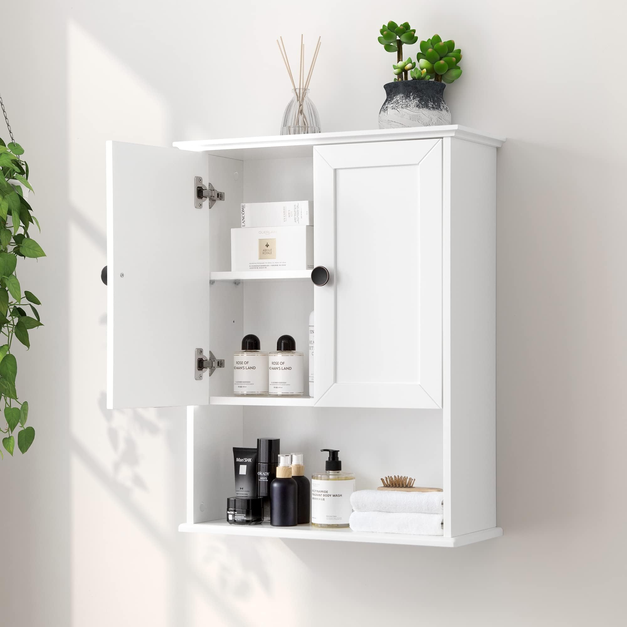 Amazon.com: White Shaker Bathroom Wall Cabinet w/Shelf : Tools & Home ...