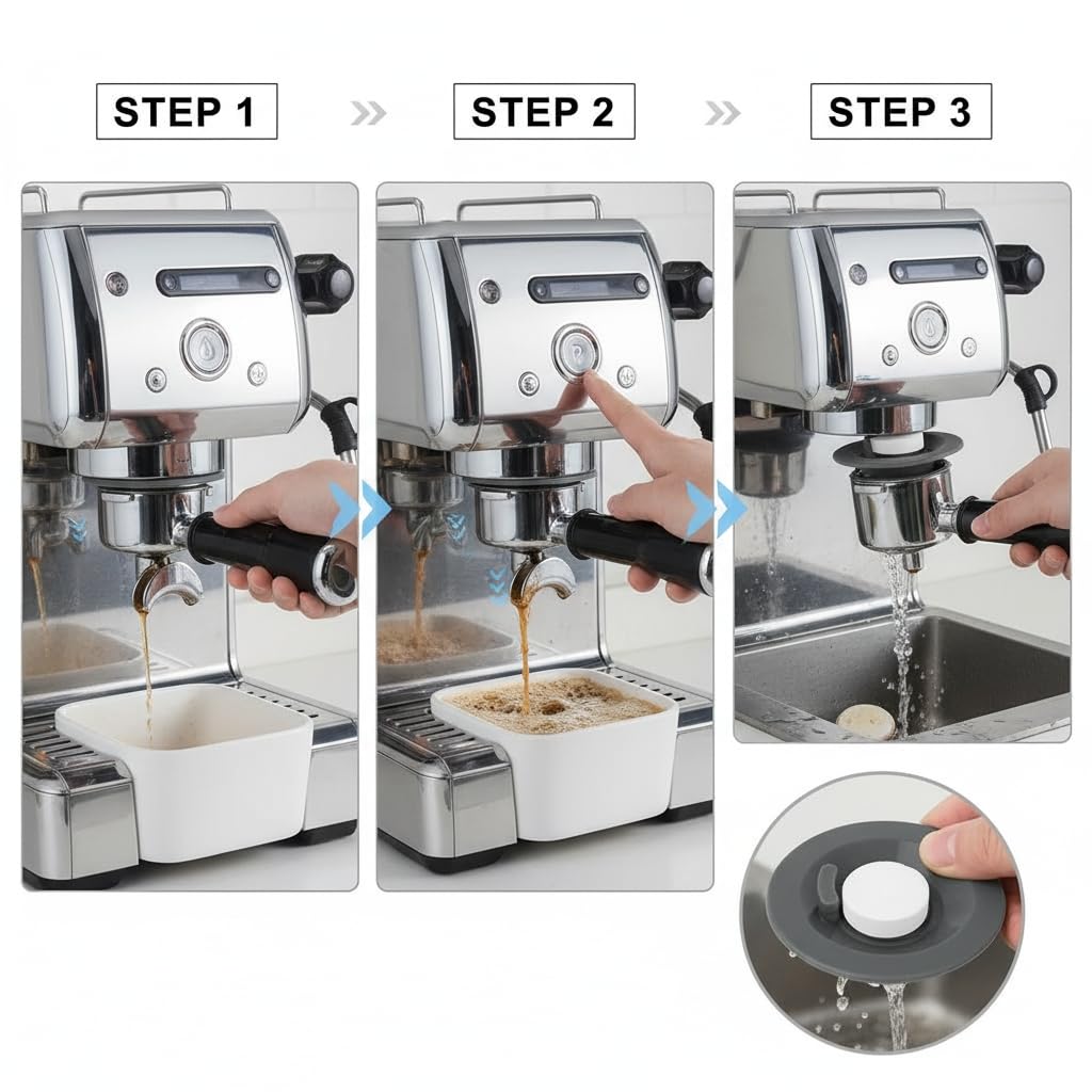 2 dischi per la pulizia dell'espresso e 12 pastiglie per la pulizia compatibili con macchina da caffè Ninja Luxe, in silicone da 54 mm