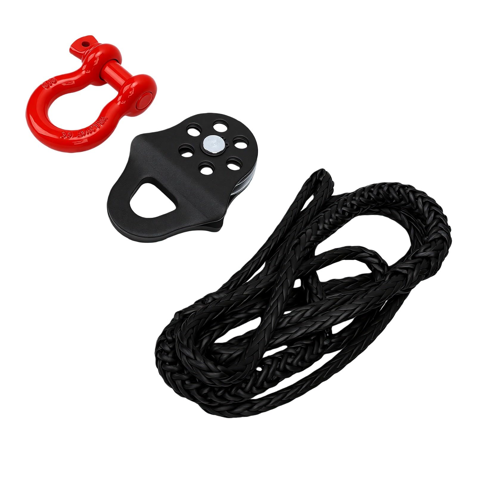 Haofy Poulie de Treuil 6T, Manilles D Ring 5,8in avec Sangle, for