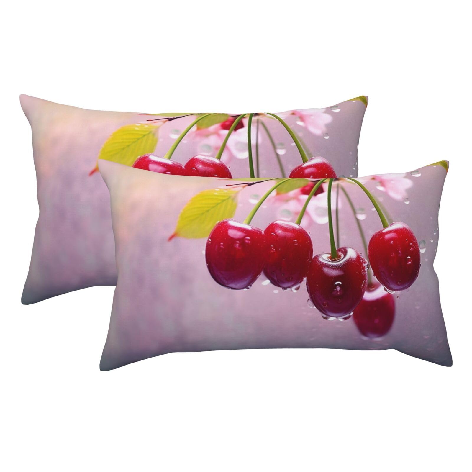 2 Pack King Size Pillow Cases for Hair and Skin Soft Breathable Pillow Case Covers with Hidden Zipper Cherry Pillowcase 20x36 Inches Pillow Covers for Sleeping Gift