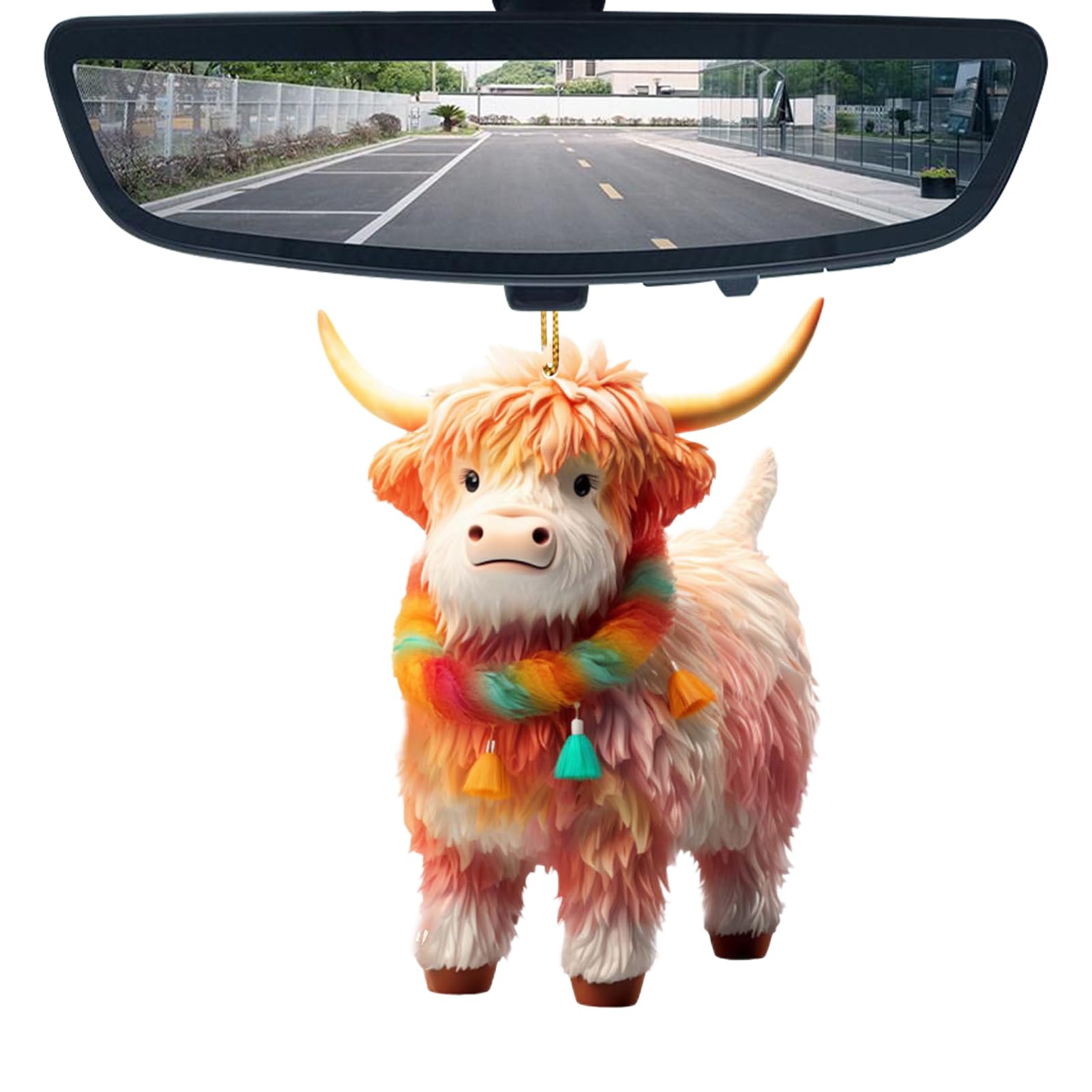 Yusheng C Highland Ow Ar Pendant, 2D Acryli Cute Ar Harm For Rear View Mirror Decor, Hristmas Tree Ornament