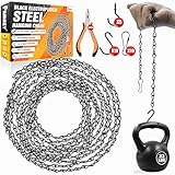 [Upgraded] 79” Black Electroplated Steel Hanging Chain with S-Hooks, Snap Hooks, Ceiling Hooks & Pliers, 33LBS Load Capacity, Adjustable Length for Hanging Bird Feeders, Planters, Lanterns, Billboards