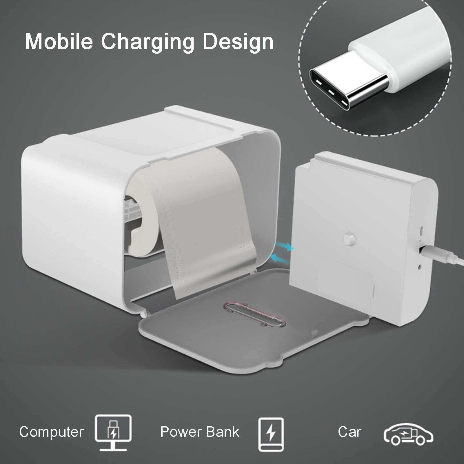 Distributeur de Papier Toilette Automatique sans Contact,Distributeur Essuie Mains Mural,Porte Rouleau Papier Toilette Auto-adhésif sans Perçage Rechargeable pour Cuisine et Salle de Bain