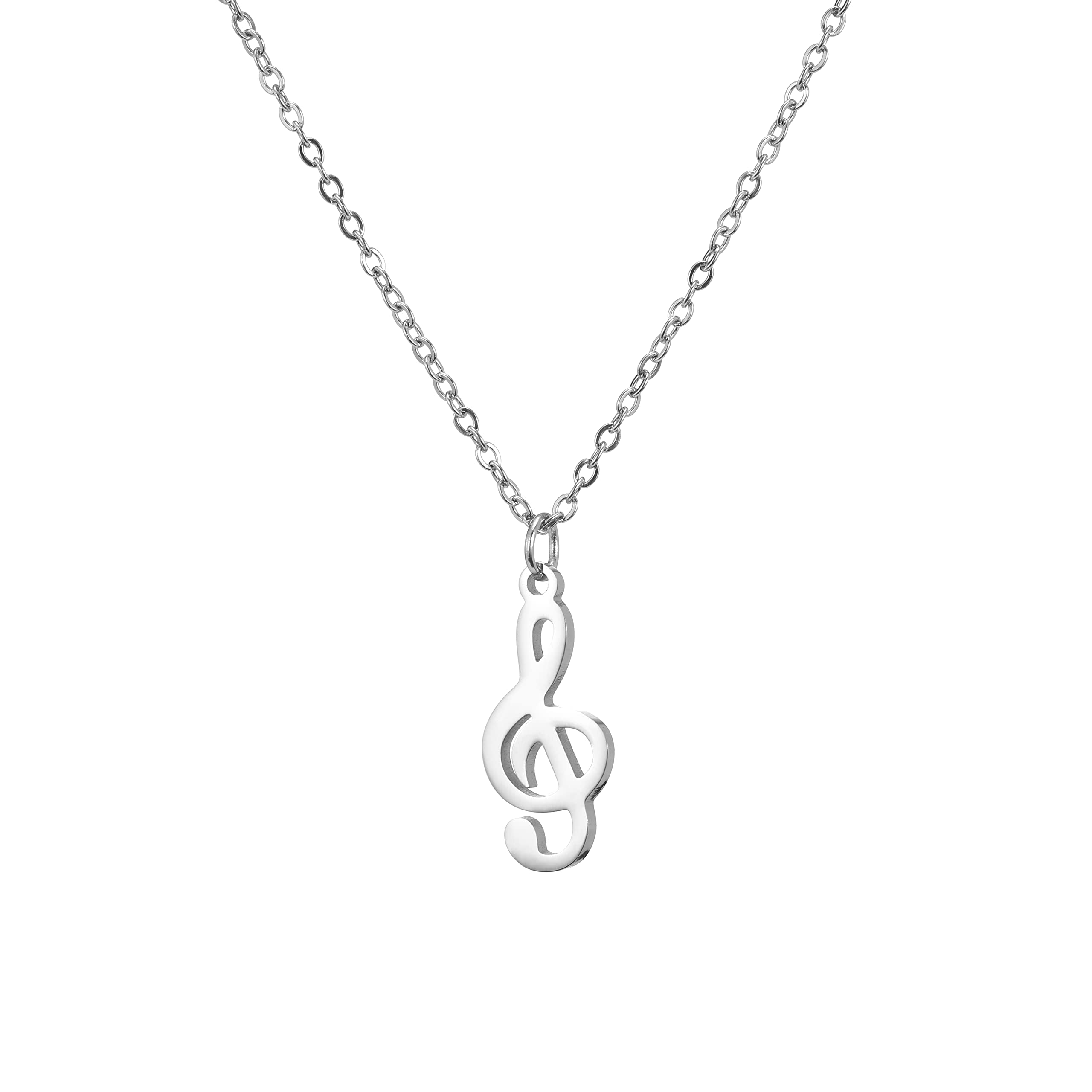 EUEAVANMusic Note Pendant Necklace Soundtrack Stainless Steel Musician musical Lovers Women Girlfriend Daughter Jewelry Gift, Stainless Steel, No Gemstone