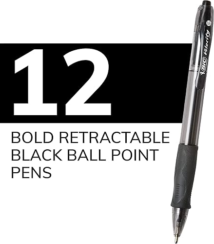 Miniatura 5 de BIC Atlantis Velocity Bold - Bolígrafo retráctil, punta gruesa (0.063 pulgadas), negro, 12 unidades, paquete de 18