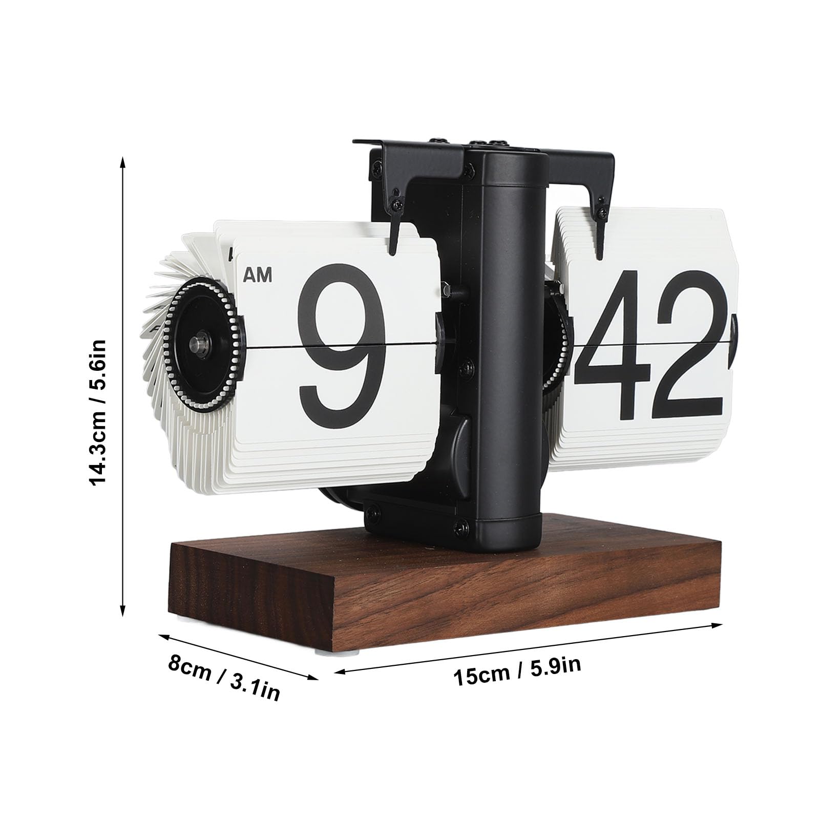 Retro-Digital-Klappuhr, Digitale Klappuhr mit Großen Zahlen, Mechanische Moderne Uhr, Vintage-Schreibtischuhr, Ideal für Wohnzimmer, Zuhause, Büro, Schule, Hotel (Schwarzer Rahmen, weiße